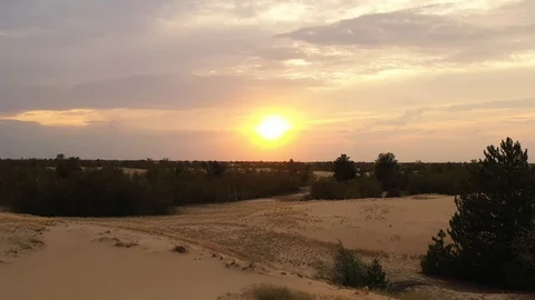 Sunset over the desert, cinema Stock Footage 129108022