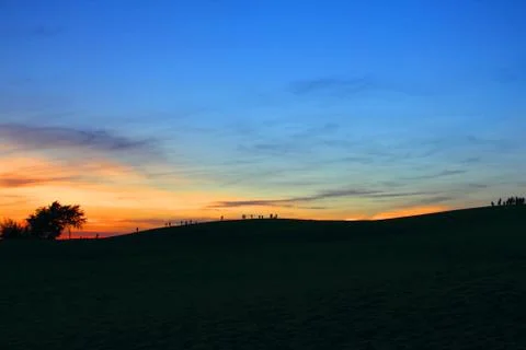 Sunset over the desert Stock Photos