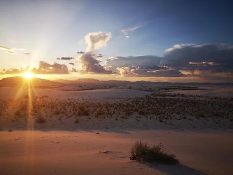 Sunset over the desert Stock Photos