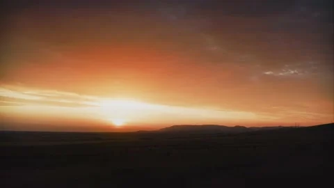 Sunset over the desert shot from a drone in the Crimea, the steppe, aerial drone Stock-Footage 220632656
