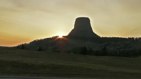 Sunset over Devil's Tower Stock Footage 11878543