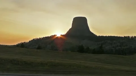 Sunset over Devil's Tower Stock-Footage 11878613