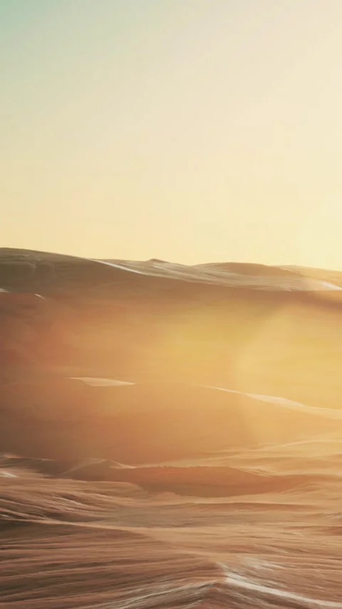 Sunset over distant hills with soft sunlight reflecting on the surface Stock Footage 348087952