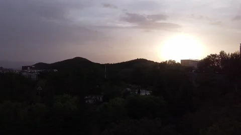 Sunset over the distant mountains Stock Footage 247363504