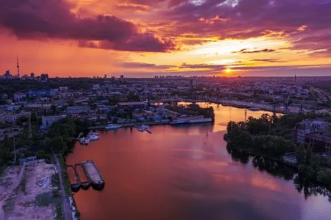 Sunset over Dnipro Stock-Fotos