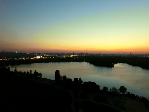 Sunset over the Dnipro river, Kiev, Ukraine 스톡 동영상 70889890