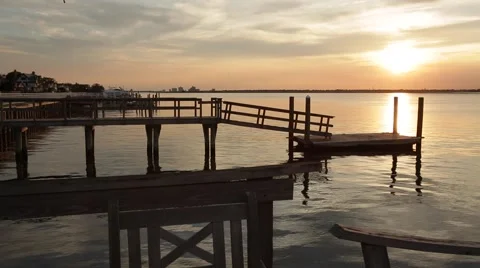 Sunset over the dock (1 of 8) Stock Footage 43060621