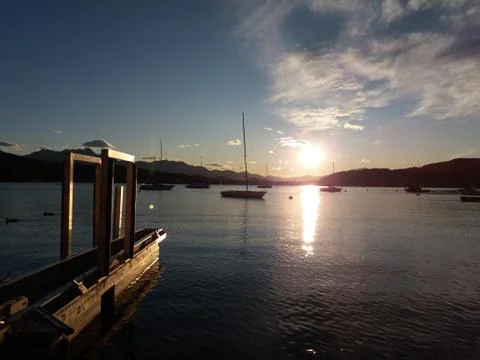 Sunset over the dock Stock Photos