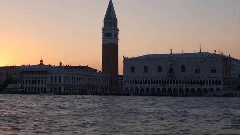 Sunset Over Doges Palace in Venice Stock Footage 84045978