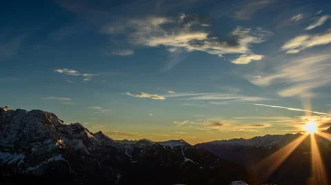 Sunset over Dolomite Alps landscape time lapse 4K Stock-Footage 45699873