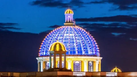 Sunset Over Dome (Trafford Centre, Manchester) (4x Fastest) Stock Footage 69085596