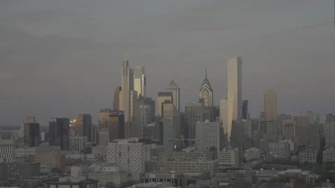 Sunset over Downtown Philadelphia captured from West Stock Footage