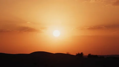 Sunset over Dubai Desert Stock Footage 220088747