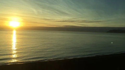 Sunset over Dublin and Wicklow in Ireland from train Stock Footage 92246700