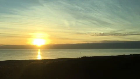 Sunset over Dublin and Wicklow in Ireland from Dart Stock Footage 92246701