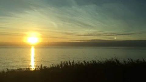 Sunset over Dublin from Dart Stock Footage 92246696