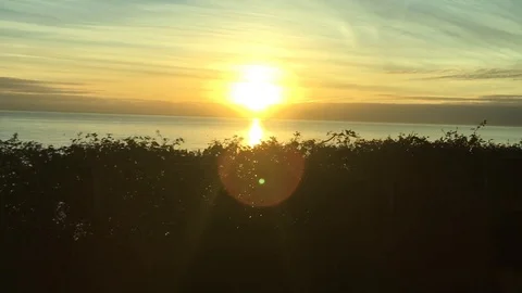 Sunset over Dublin from train Stock Footage 92246686