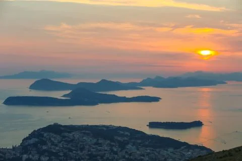 Sunset over Dubrovnik Stock Photos