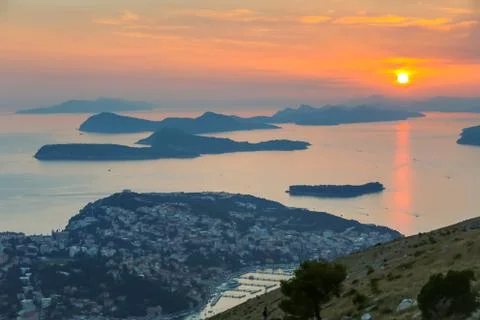 Sunset over Dubrovnik Stock Photos