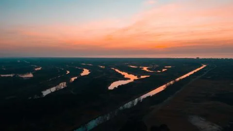 Sunset over the Dutch dunes. Stock Photos