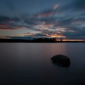 A sunset over Eagle Lake Stock Photos
