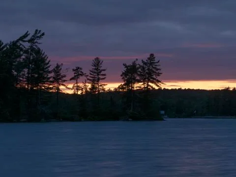 A sunset over Eagle Lake Stock Photos