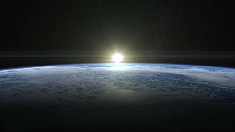 Sunset over the Earth. View from space. The earth slowly rotates. Video stock 151416661