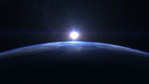 Sunset over the Earth. View from space. The earth slowly rotates. Stock-Footage 152789783