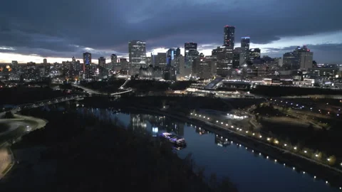 Sunset over Edmonton Stock Footage 289386972