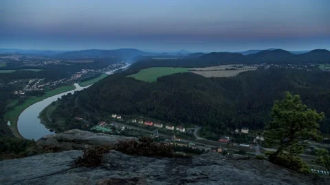 Sunset over the Elbe valley,4k,timelapse Stock Footage 230652668