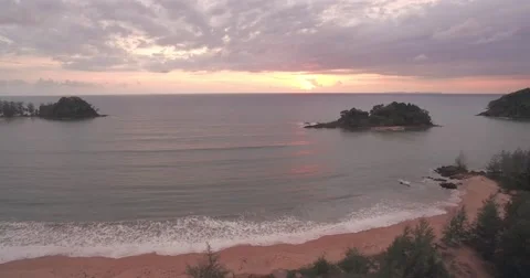 Sunset Over Empty Beach on Pra Thong Island in the Andaman Sea, Thailand Stock-Footage 66289025