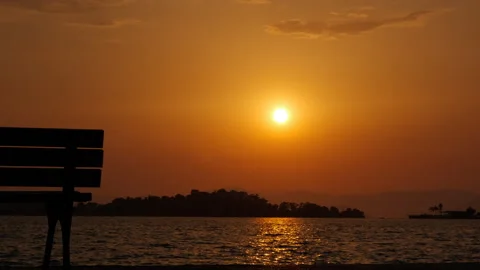 Sunset over empty public beach. Stock Footage 270238386