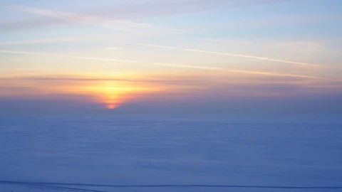 Sunset over the Endless Snowy Field Video stock 103151162