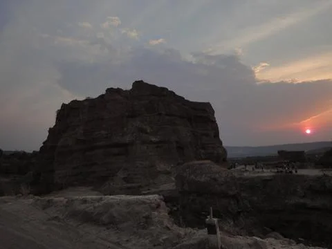 The sunset over the ex-mining land. the place has the name Brown Canyon Stock Photos