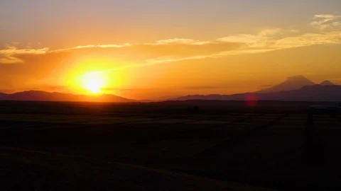 Sunset over the Eynali Mountains Stock Footage 100820977