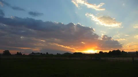 Sunset over Farmland Stock Footage 11765533