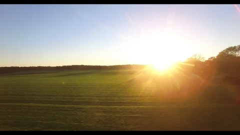 Sunset over field on the North Fork of Long Island Stock Footage 109296390