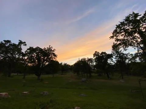 Sunset over field Stock Photos