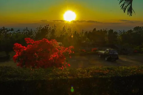 Sunset over the Field Stock Photos