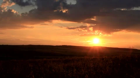 Sunset over field time-lapse Stock Footage 55501846
