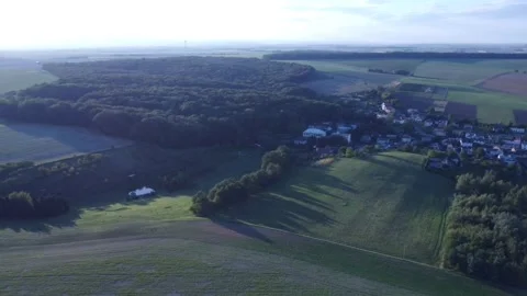 Sunset over the fields, Czech morning landscape, Beautiful drone video Stock Footage 286312427