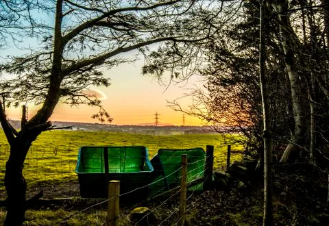 Sunset over fields Fotos Stock