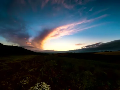 Sunset over the fields in Time Lapse Movie. Stock Footage 138503948