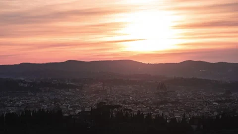 Sunset over Florence skyline - 4K timelapse Stock Footage 145764111