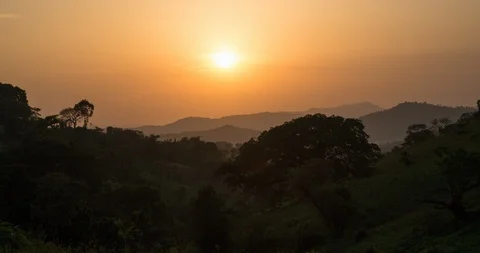 Sunset over the forest, Ethiopia Stock Footage