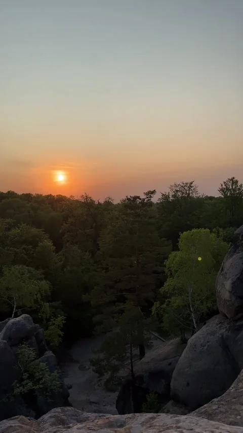 Sunset over forest mountains Stock Footage 245148525