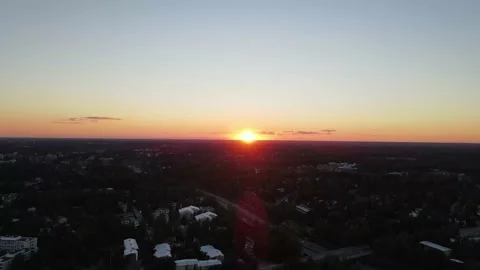 Sunset over forestic suburbs of Helsinki and Espoo Stock Footage 138538336