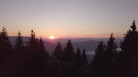 Sunset over the French mounts Stock Footage