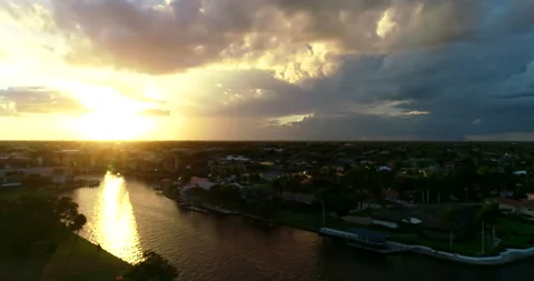 Sunset over Ft Meyers, Florida Stock Footage 160366393