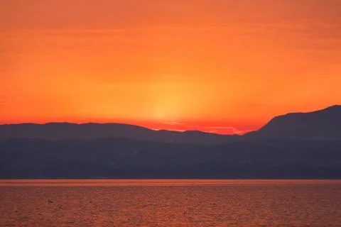 Sunset over the Garda lake Stock Photos